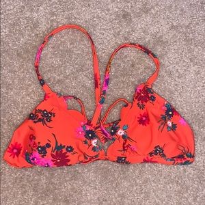 Floral cross back bikini top